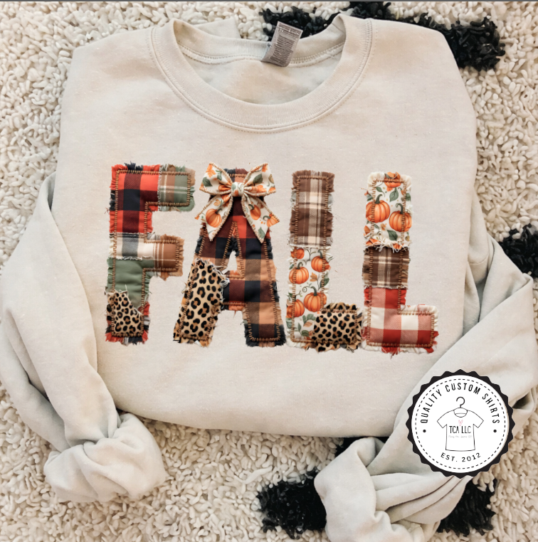Fall Patchwork Comfort Colors Long Sleeve Tee
