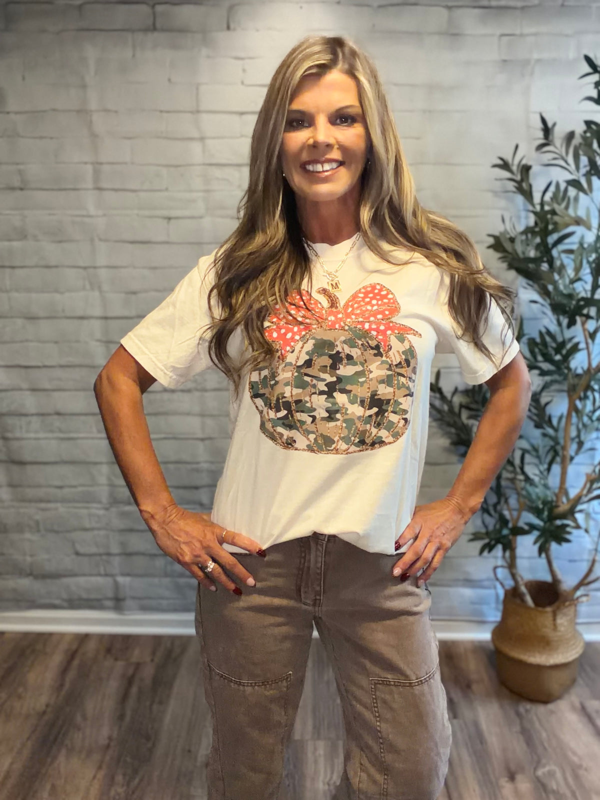 Camo Pumpkin Bow Comfort Colors Tee