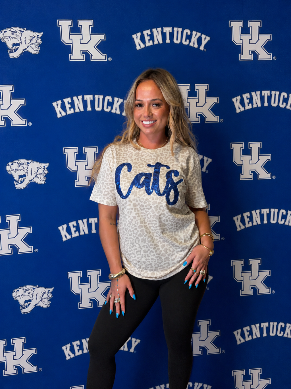 Kentucky Cats Sequin Leopard Tee
