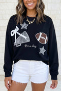 Gingham Stars Embroidered Game Day Sweatshirt