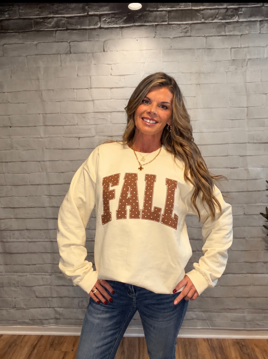 Fall Polka Dot Crewneck Sweatshirt | Cozy Autumn