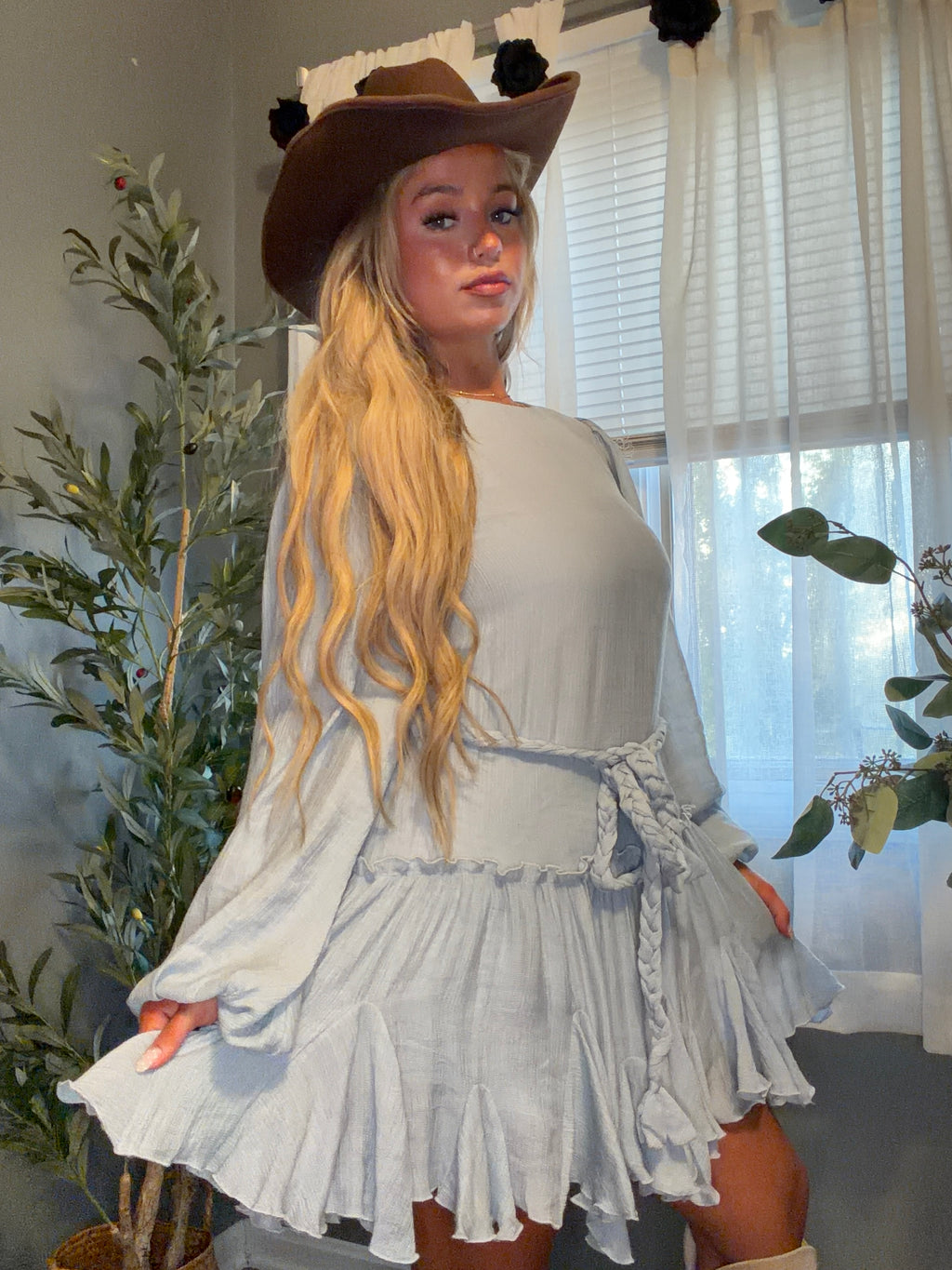 Blue Belle Tiered Mini Dress