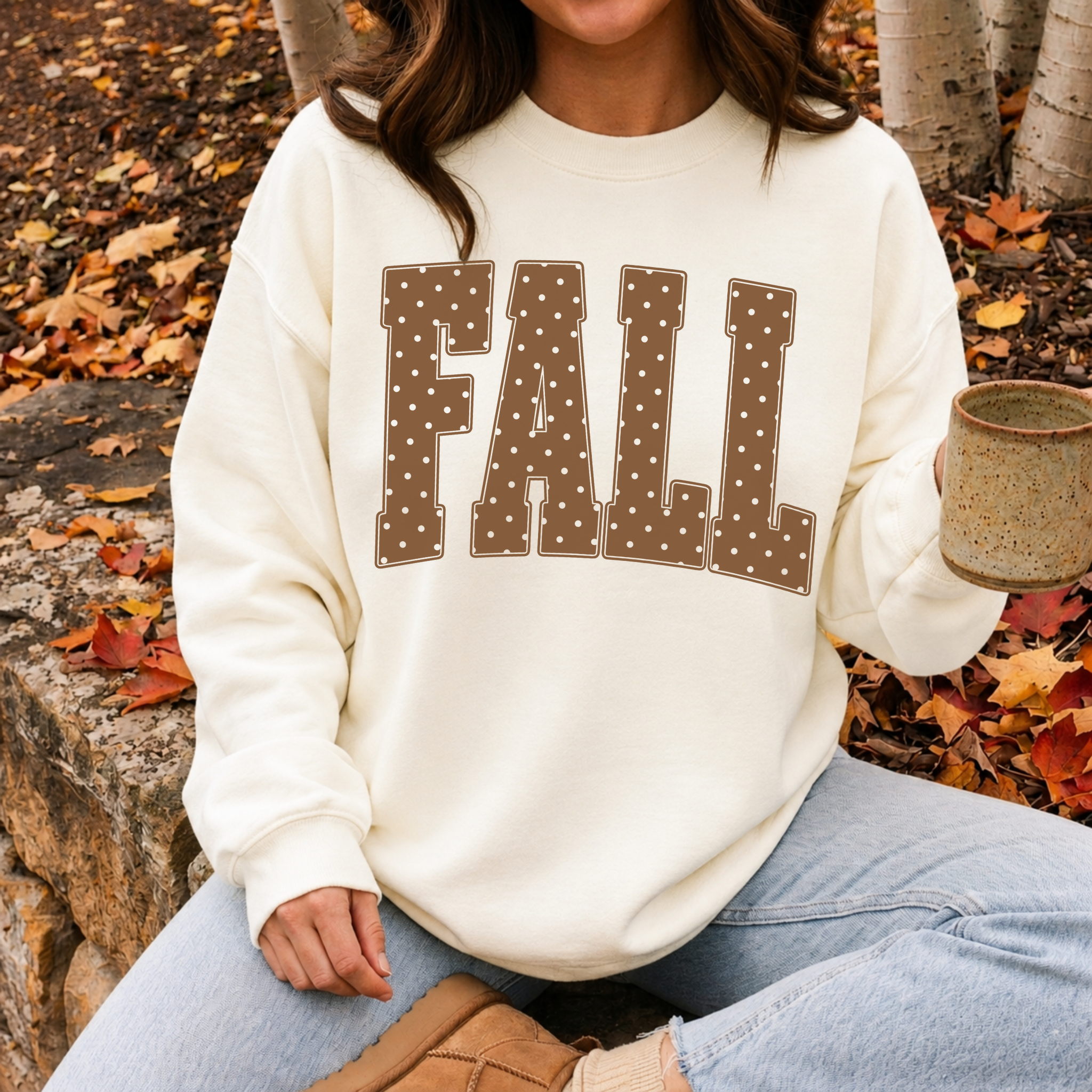 Fall Polka Dot Crewneck Sweatshirt | Cozy Autumn