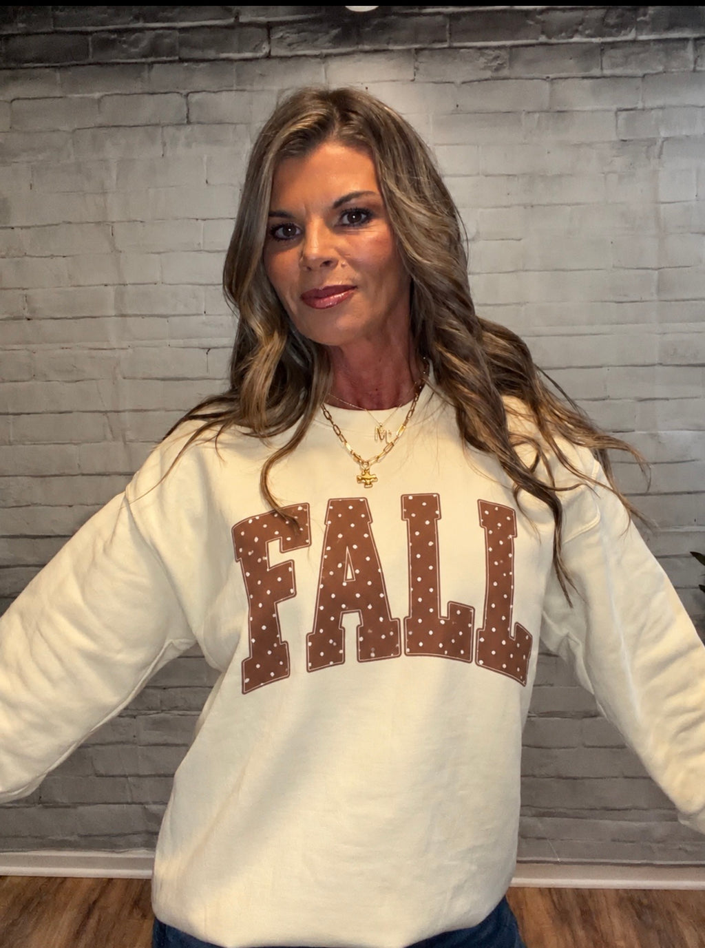 Fall Polka Dot Crewneck Sweatshirt | Cozy Autumn