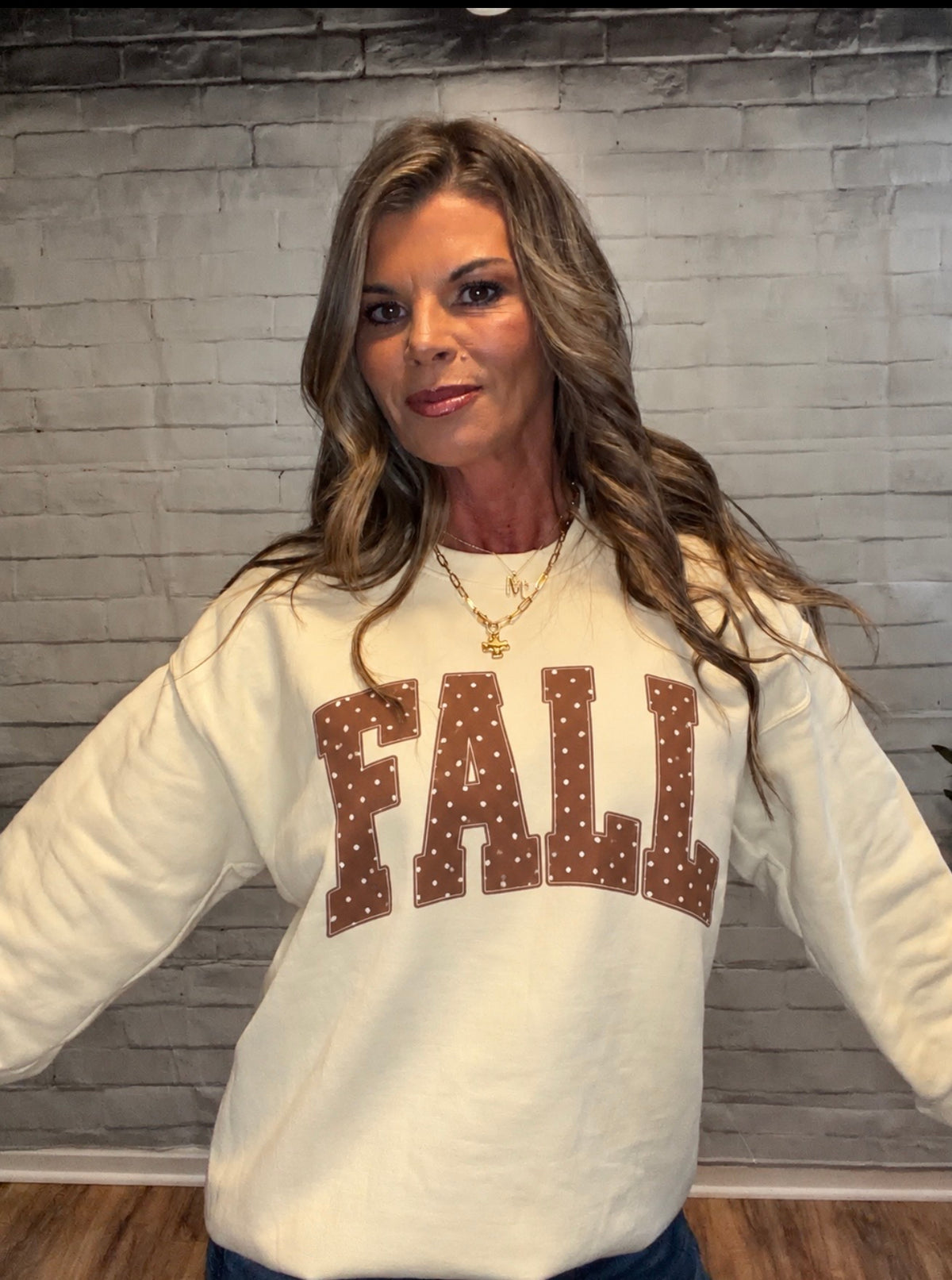 Fall Polka Dot Crewneck Sweatshirt | Cozy Autumn