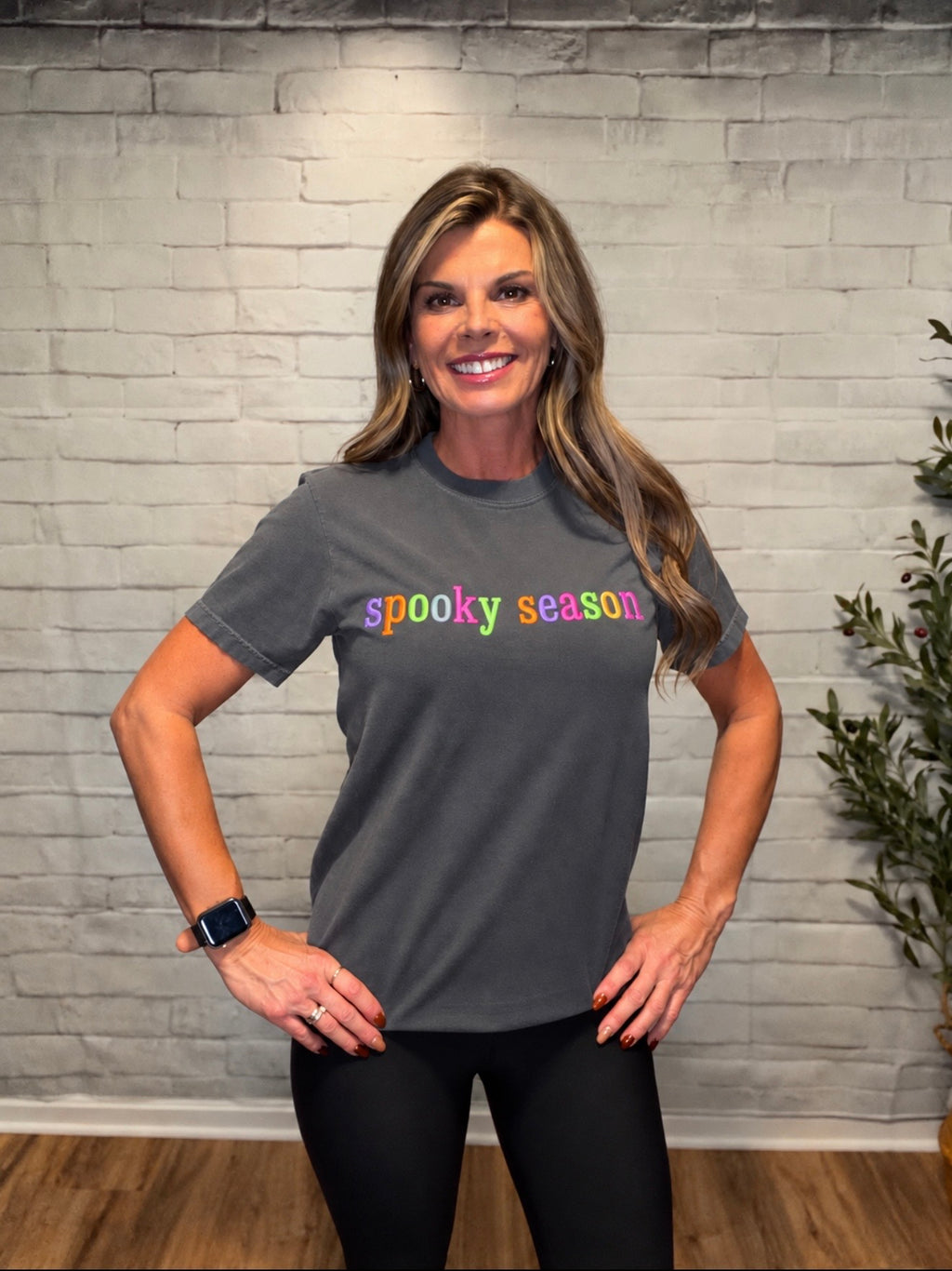 Spooky Season Halloween Embroidery Graphic Tee