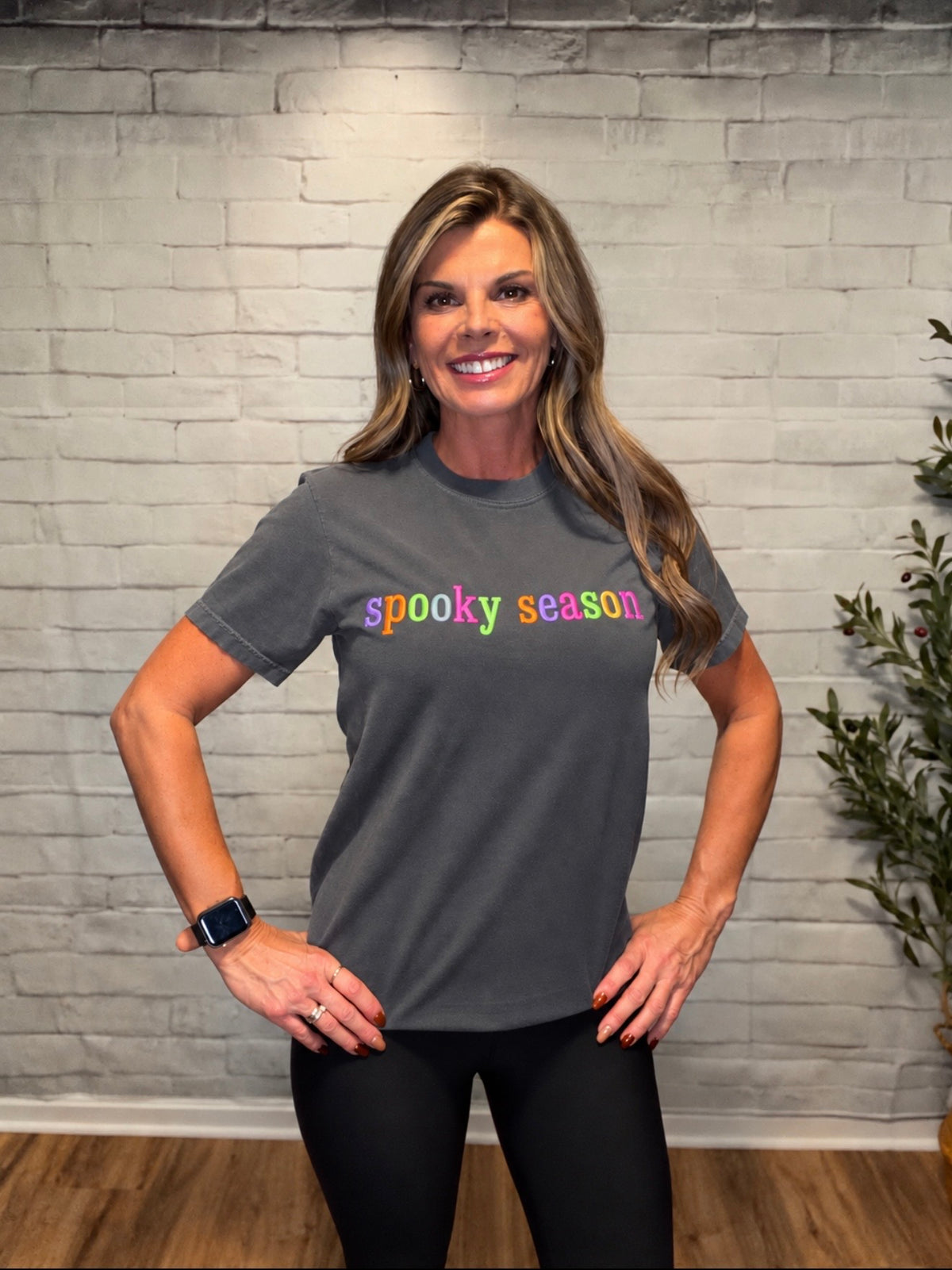 Spooky Season Halloween Embroidery Graphic Tee