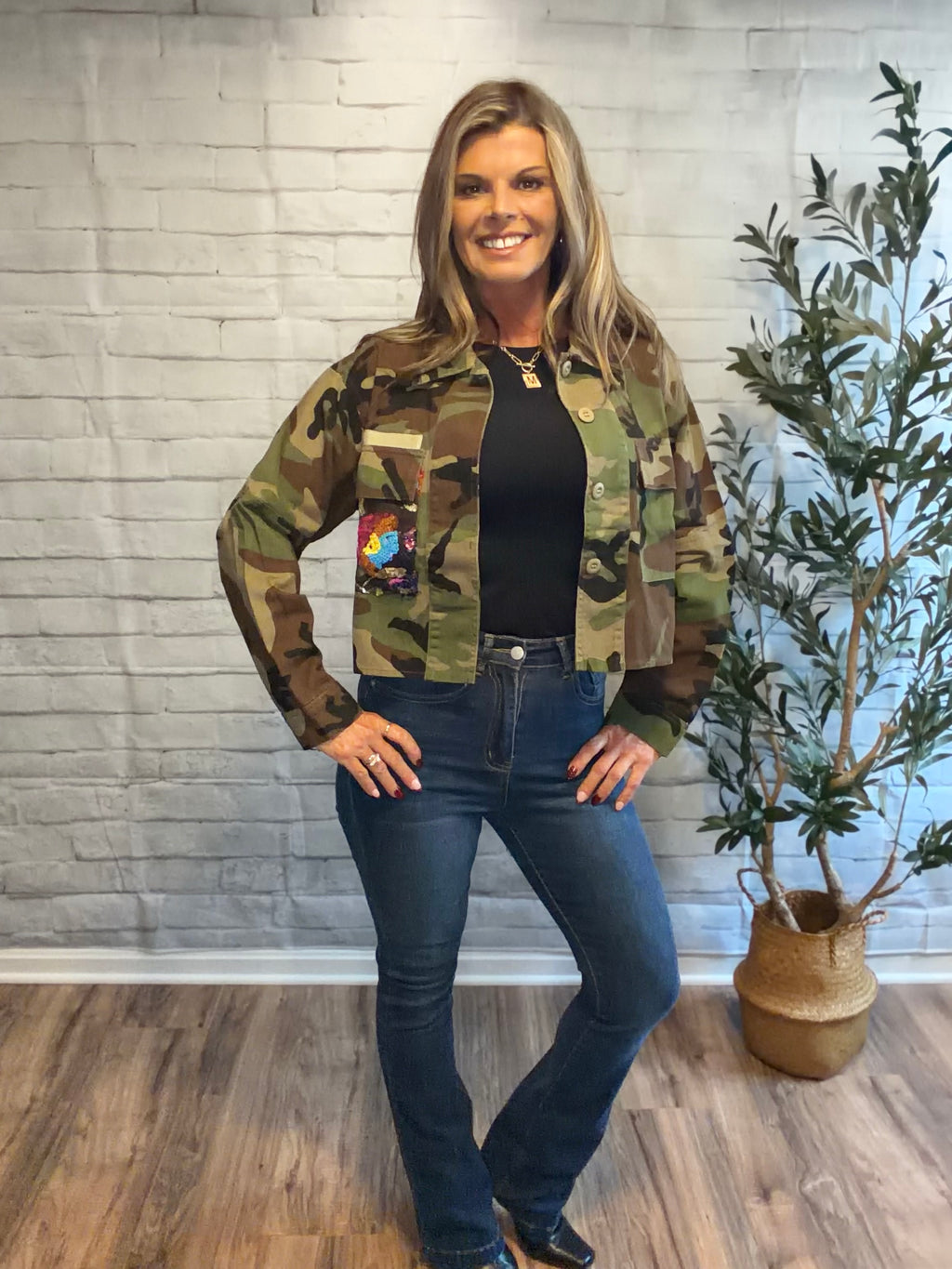 Camo & Wildflower Sequin Jacket