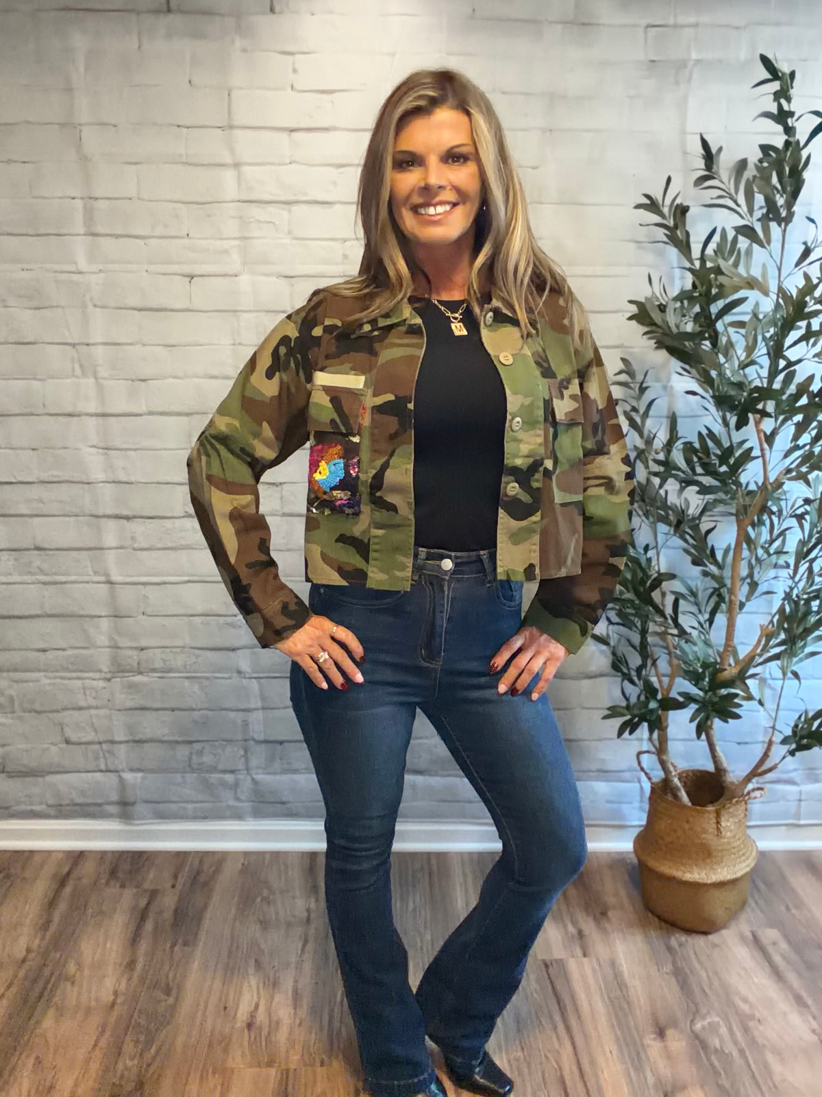 Camo & Wildflower Sequin Jacket