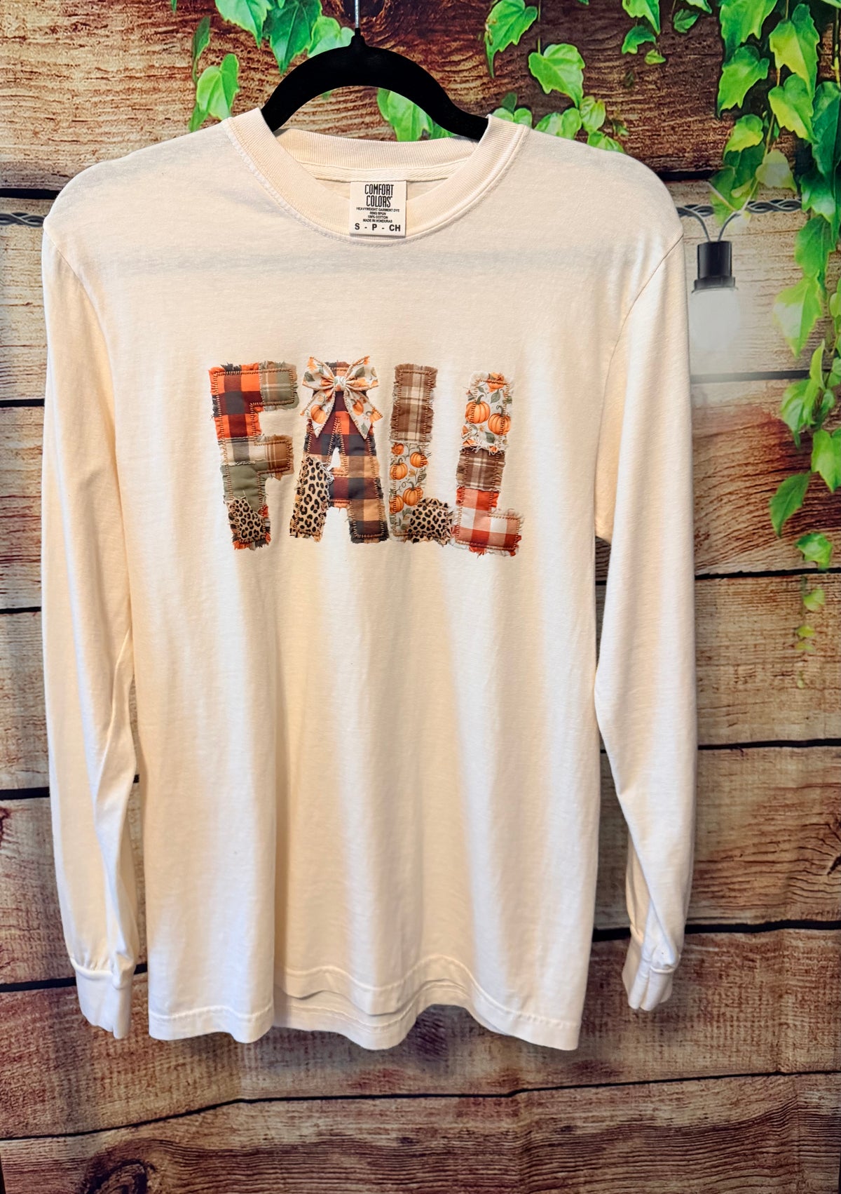 Fall Patchwork Comfort Colors Long Sleeve Tee