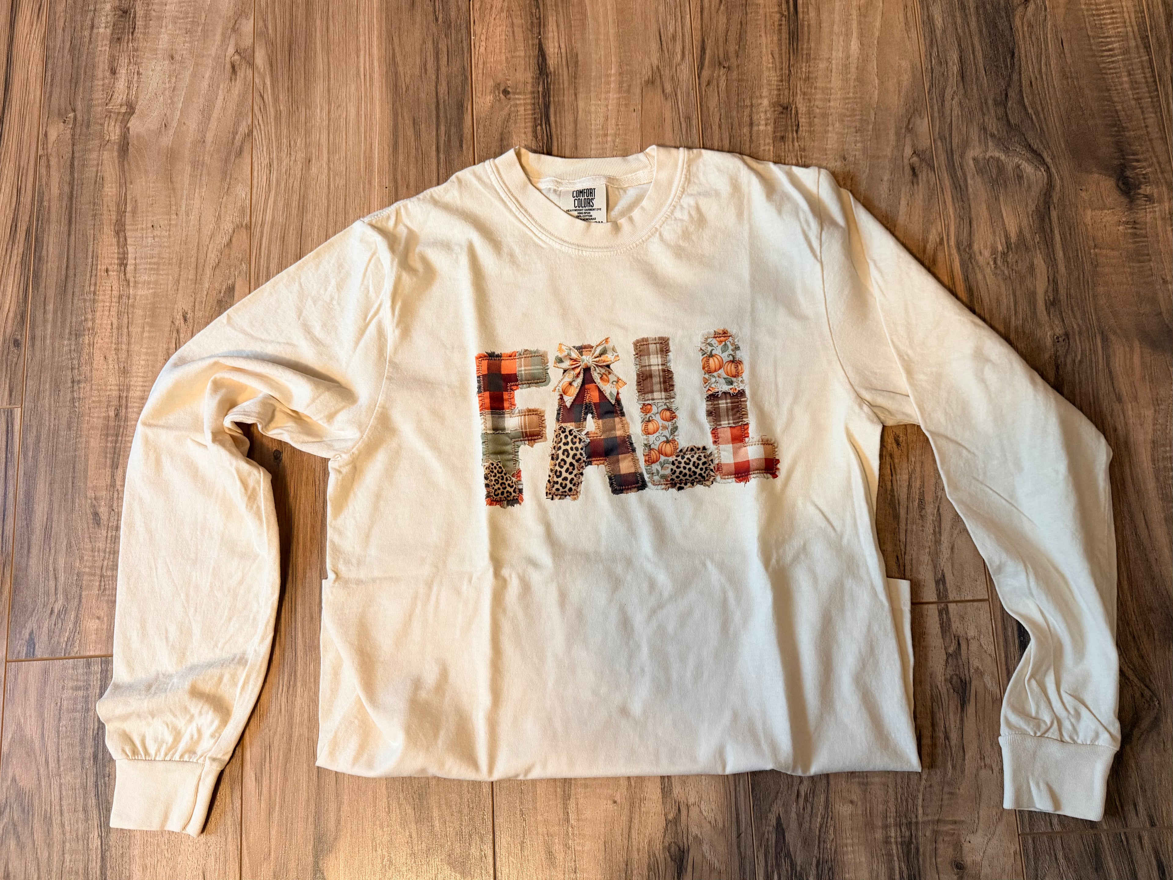Fall Patchwork Comfort Colors Long Sleeve Tee