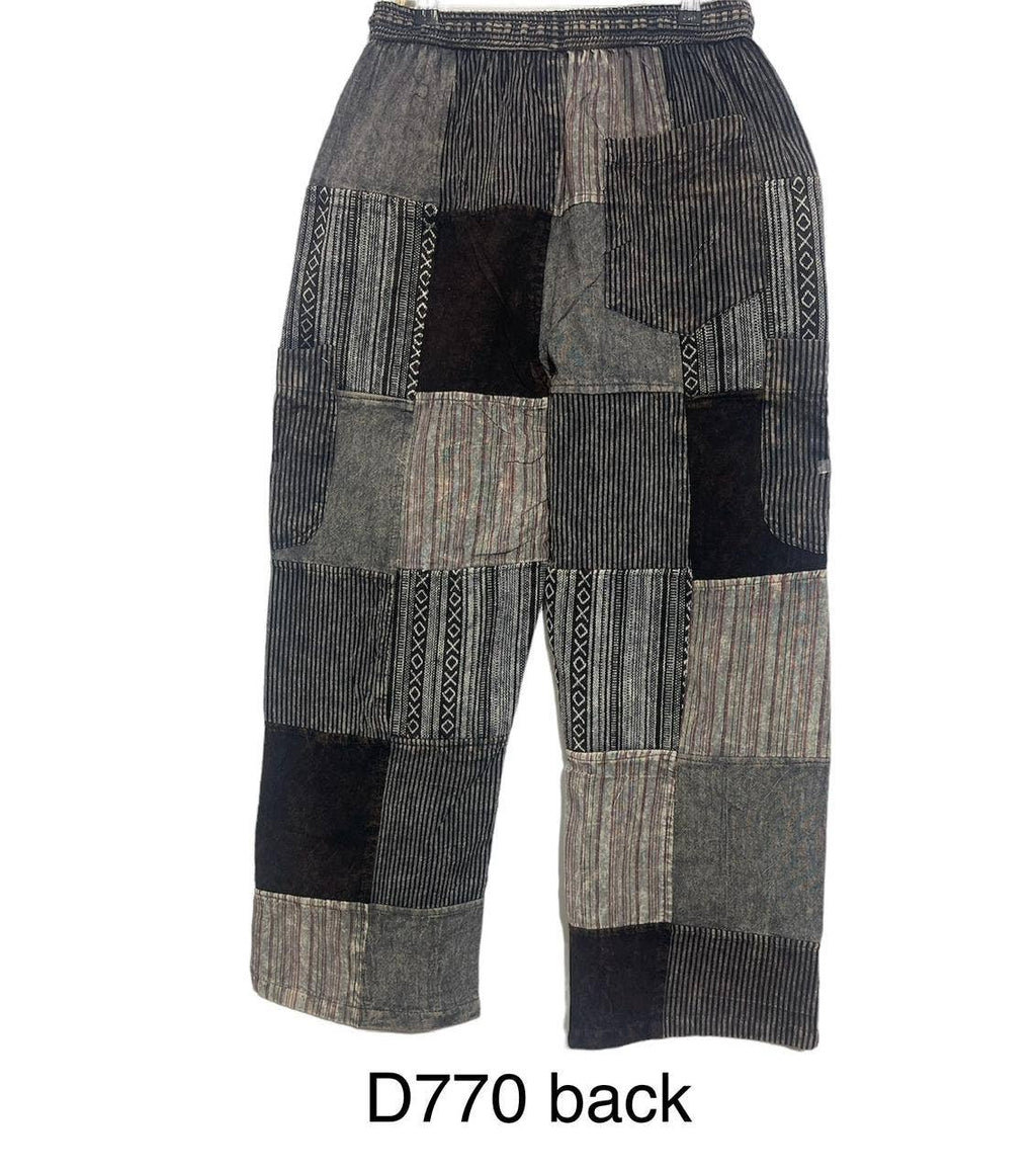 Cotton Stonewash Patchwork Black & White Pant